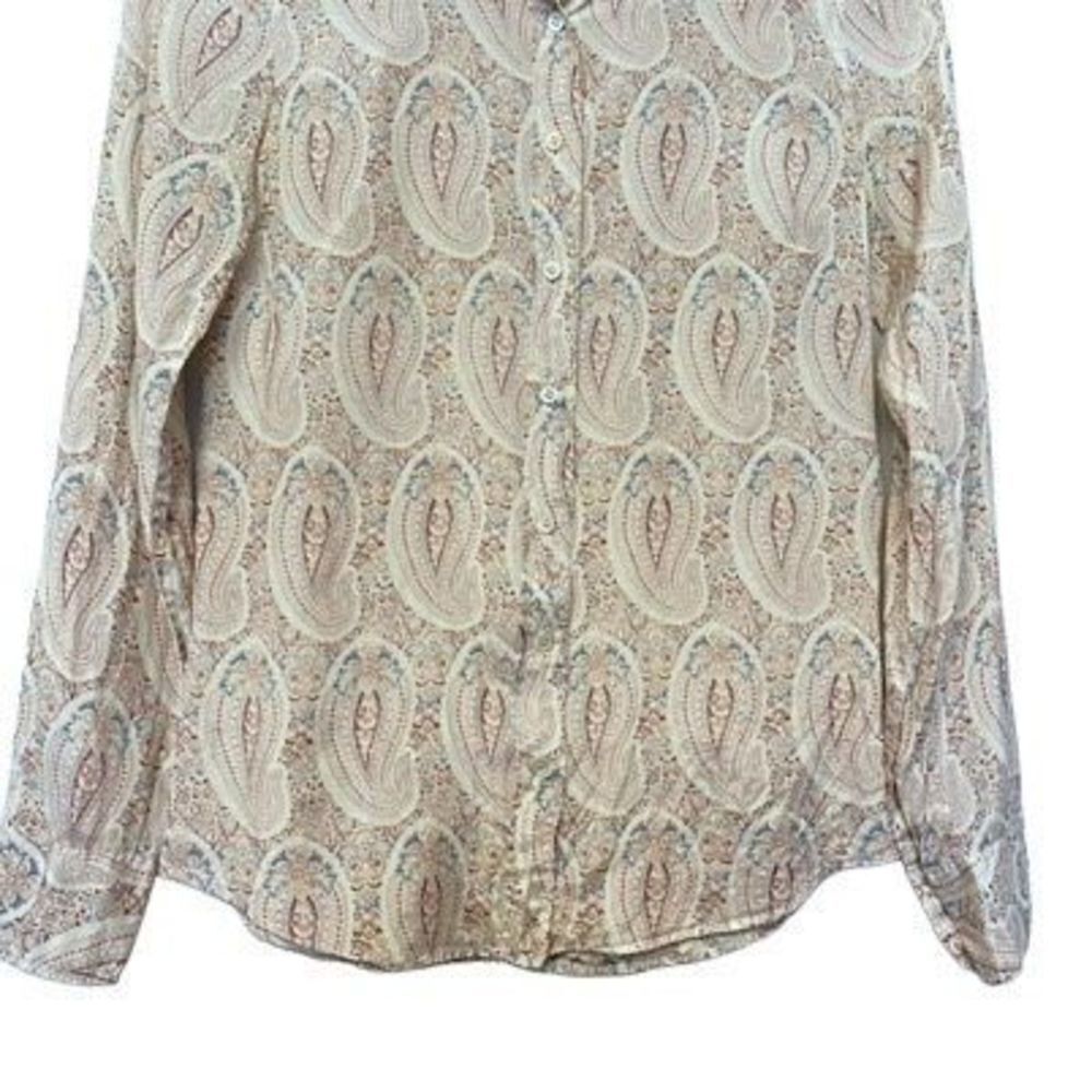 J Crew Extra Small Size 0 The Perfect Shirt Paisley Button Down Cotton Silk - Picture 4 of 8